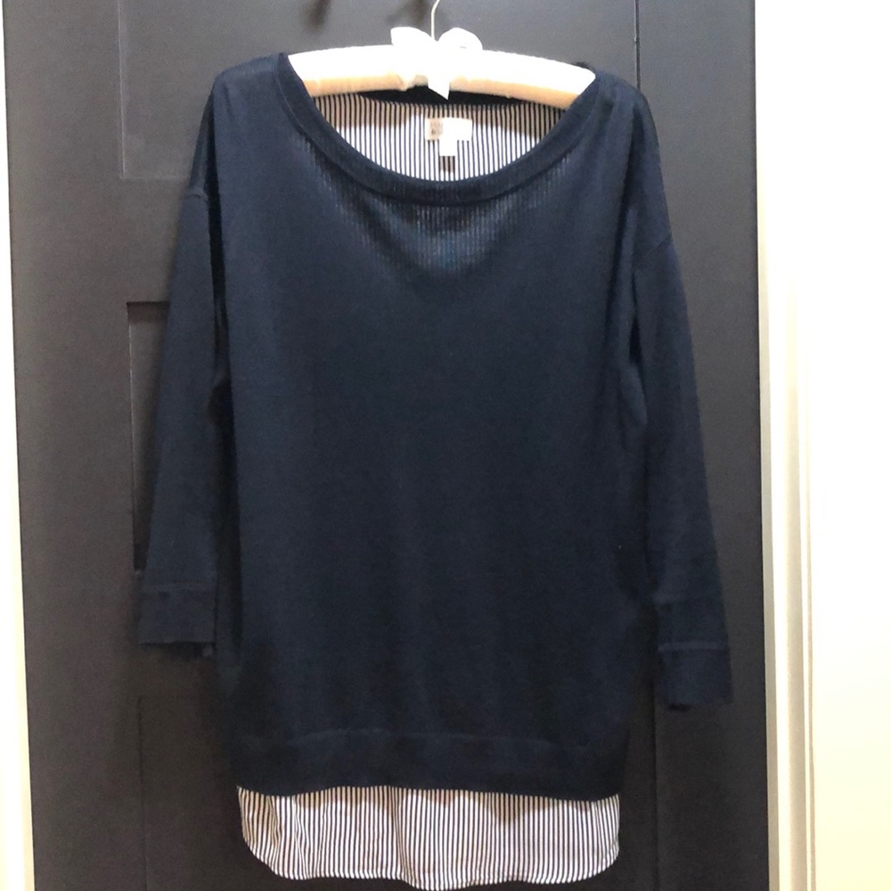 Market and Spruce Navy 3/4 Sleeve Sweater